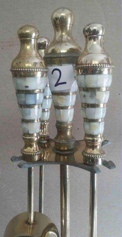 Fireplace companion set. Solid brass 5 pieces.