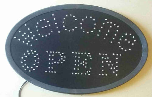 Welcome open multi color pulsating neon sign. 220v