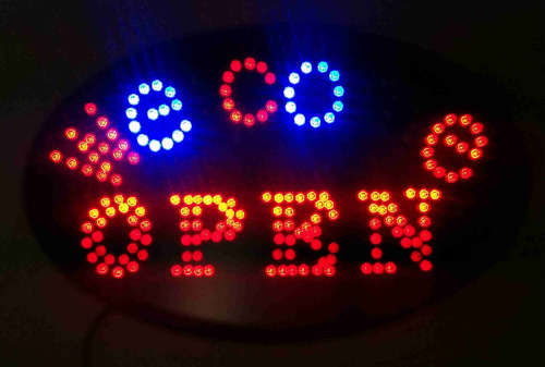 Welcome open multi color pulsating neon sign. 220v