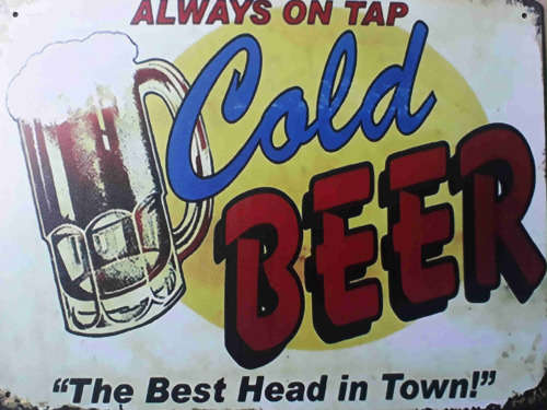 Cold Beer metal sign.