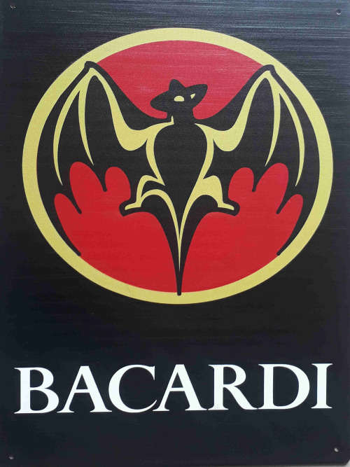 Bacardi metal sign.