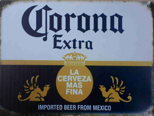 Corona Extra imported beer metal sign.