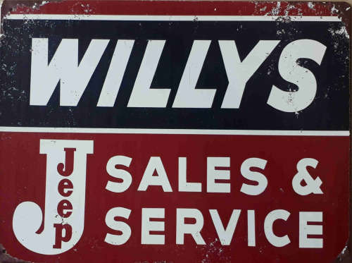 Willys Jeep Sales & service metal Sign