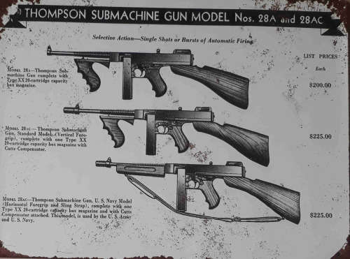 Thompson Su-bmachine gun vintage style, distressed metal sign