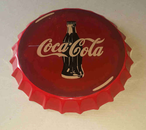 Coca-cola bottle cap metal sign.