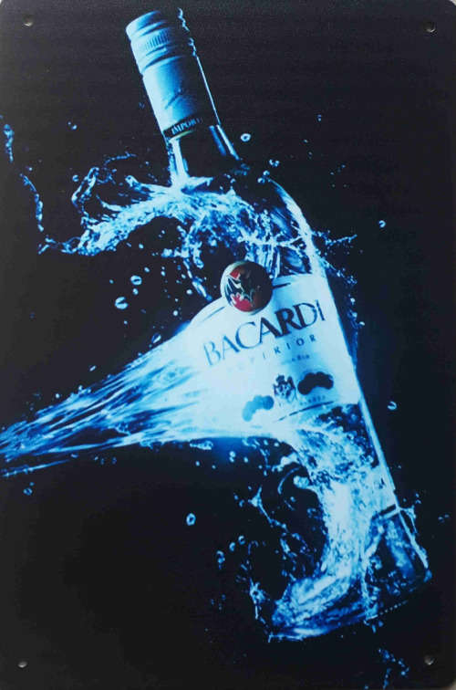Bacardi metal sign.