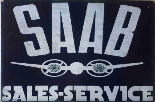 SAAB Sales & service metal sign.