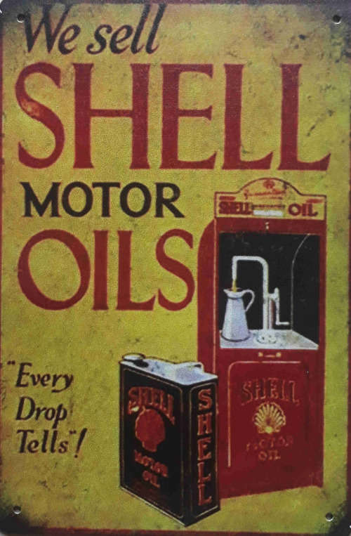 Motor oil distressed vintage style metal sign.