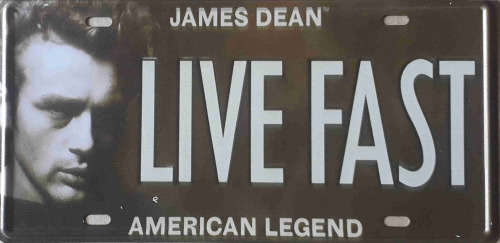 James Dean metal license plate.