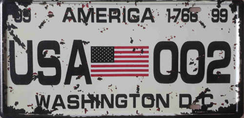 Washington DC state of America distressed metal license plate