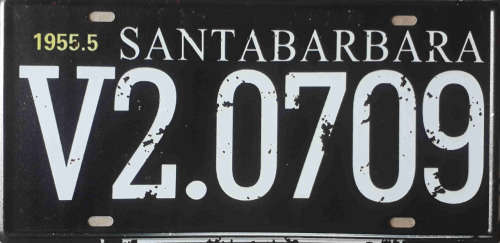 Santa barbara distressed metal license plate