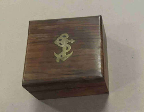 Brass sundial compass in a rosewood box