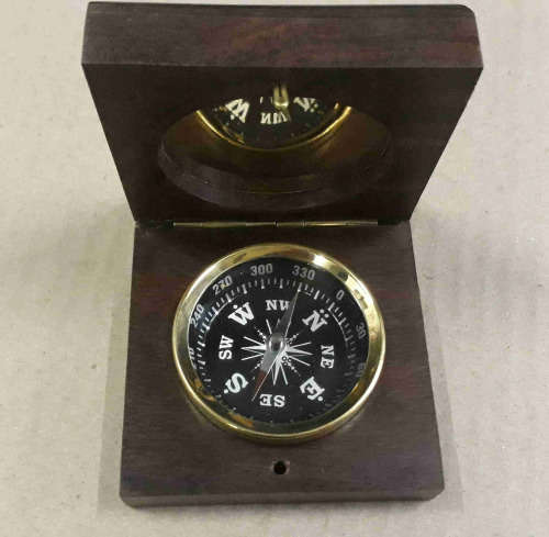 Compass fitted in a rosewood box