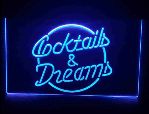 Cocktails and Dreams bar neon sign