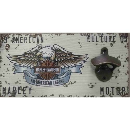 Harley Davidson Advert board with bottle cap opener.