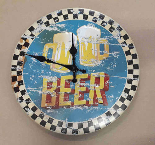 Beer metal clock.
