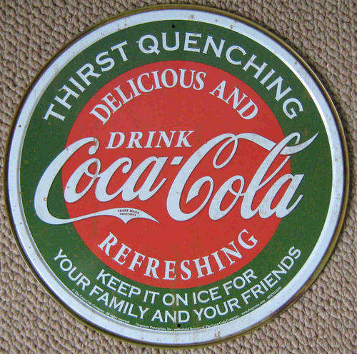 Coke thirst quenching vintage style metal sign
