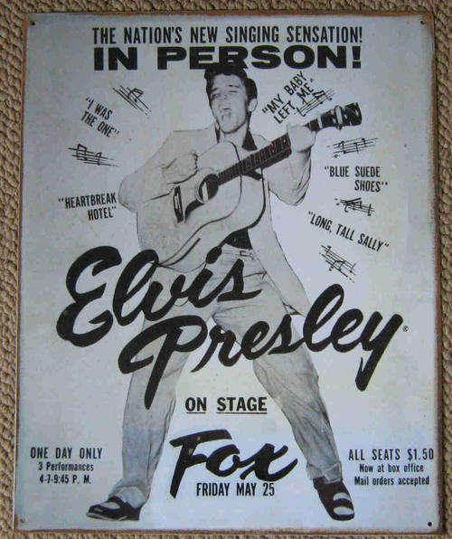 Elvis Presley on stage vintage style metal sign