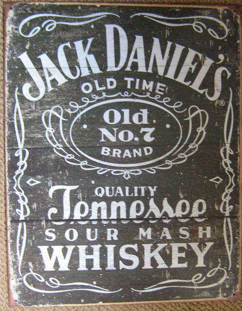 Jack Daniels wood cut vintage style metal sign