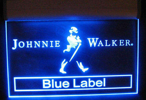Neon Johnnie Walker Blue bar sign