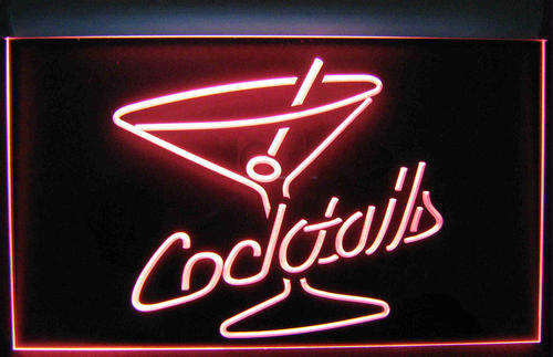 Cocktails pink electric neon sign