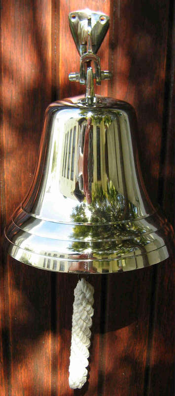 Ship bell, bar bell solid brass nickel plated (Silver) 17.5 cm diameter            nb1