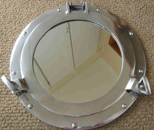 Porthole mirror, aluminium 38cm diameter                mb16