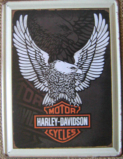 Harley Davidson metal sign.