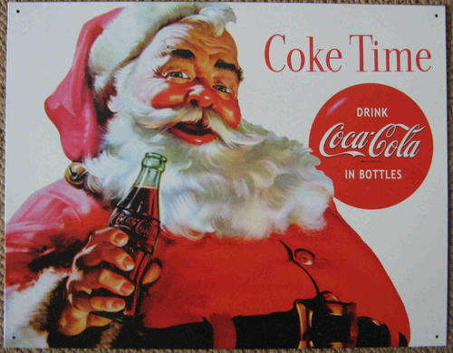 Coca-Cola Santa Clause Christmas metal sign                                          mt10