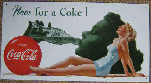Coca-Cola Now for a Coke metal sign