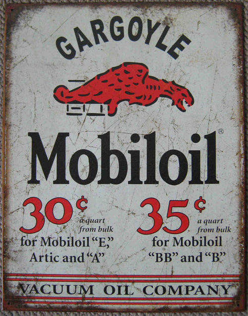 Mobile Gargoyle distressed vintage style metal sign