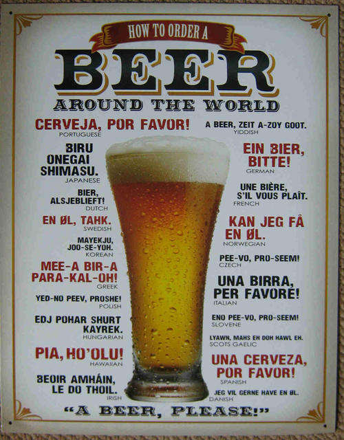 Beer. How to order beer around the world metal sign