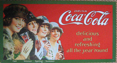 Coca-Cola Four seasons woman metal sign