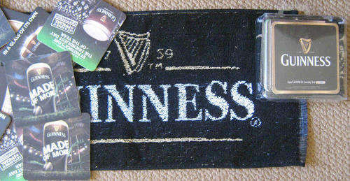 Guinness . Bar towel and 10 coasters