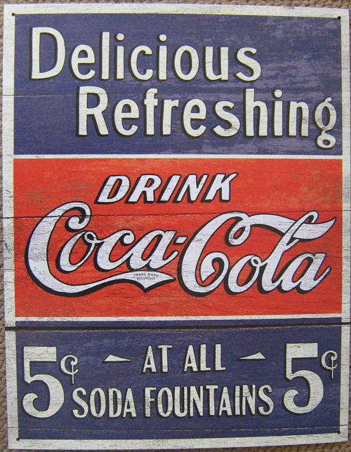 Coca-Cola. Delicious and refreshing vintage style distressed metal sign