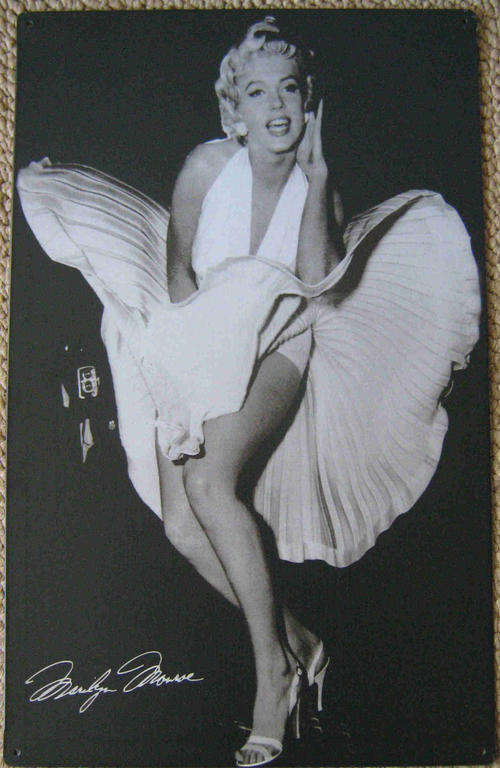 Marilyn Monroe vintage style metal sign. Windy day