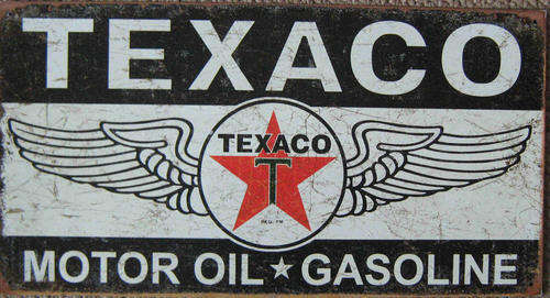 Texaco winged logo distressed retro metal sign