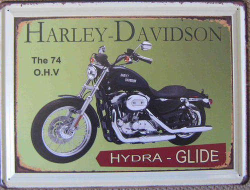 Harley Davidson metal sign.