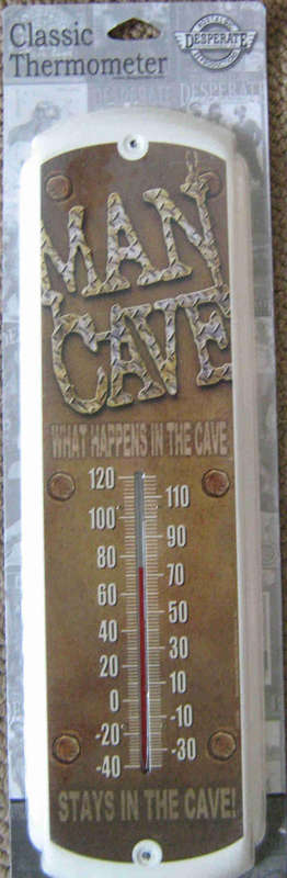 MAN CAVE metal thermometer in original packing                                  mt27