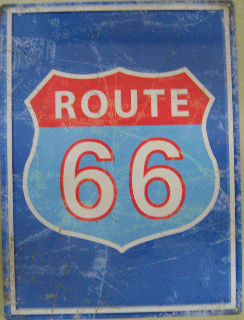 Route 66. Distressed metal sign
