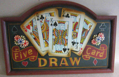Poker 5 card draw wall plaque
