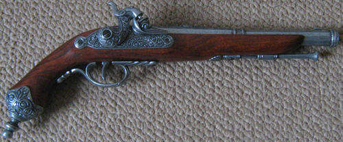 Pistol. Flintlock pistol dueling grey. Replica non functional                        bd12