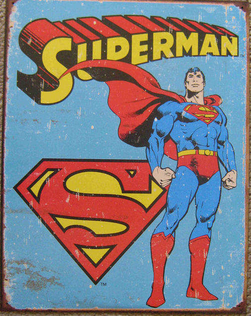 Superman. Distressed vintage style comic metal sign
