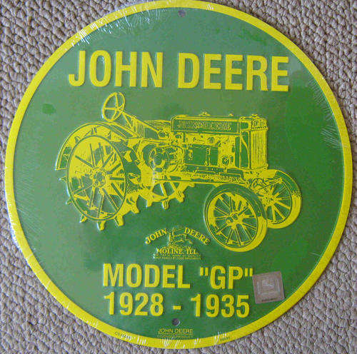 John Deere model gp tractor. Genuine item metal sign