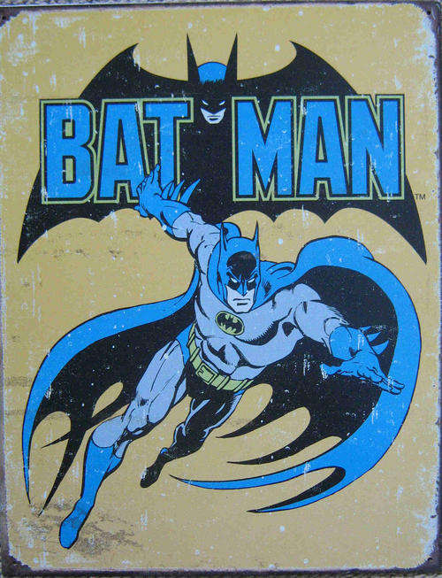 Batman vintage/ retro distressed metal comic sign