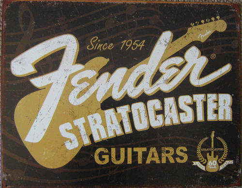 Fender Stratocaster 60th . Retro distressed metal sign                             mt28