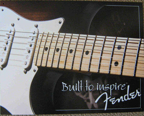 Fender Built to inspire. Retro metal sign                                                      mt28