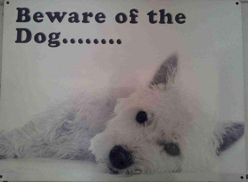 Beware of the dog. Heavy metal sign                                                          mt15