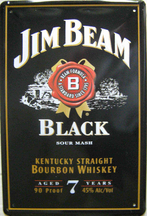 Jim Beam black metal sign                                                                       mt3.