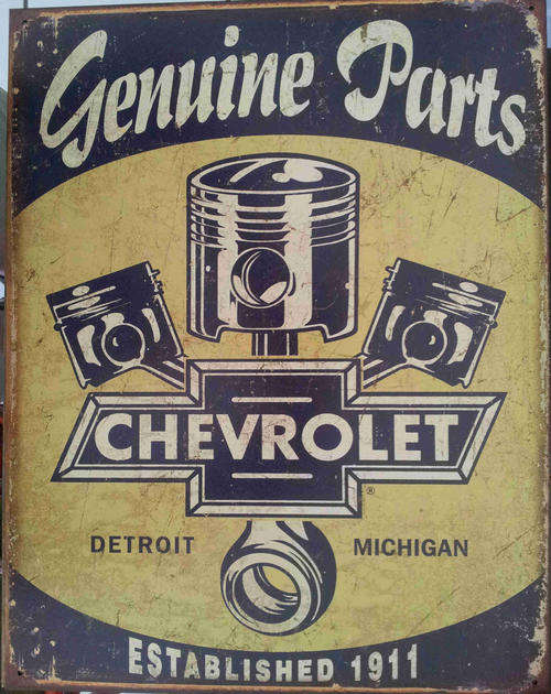 Chevrolet genuine parts distressed metal sign                                       mt19